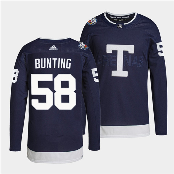 Men's Navy Toronto Maple Leafs #58 Michael Bunting 2022 Heritage Classic Stitched Jersey